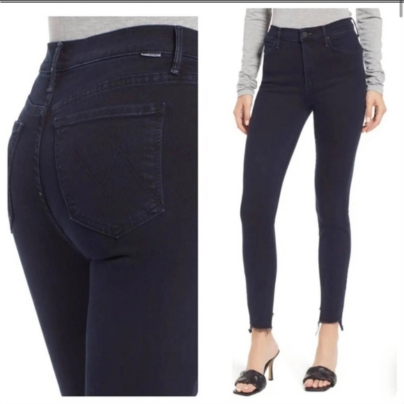 MOTHER‎ The Stunner Zip Two Step Fray In Holding Hands Jeans Size 26 Dark Wash - Picture 1 of 16